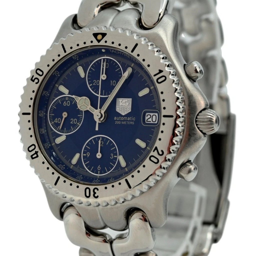 Tag Heuer 39mm Mens Link Sel Blue Dial Automatic Chronograph Watch